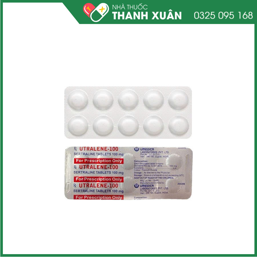 Utralene-100 thuốc điều trị trầm cảm, rối loạn ám ảnh cưỡng bức, hoảng loạn, lo âu và sợ chỗ đông người
